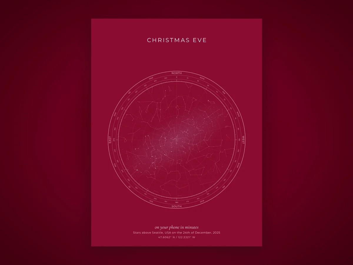 A star map downloaded and shown on a phone on Christmas Eve