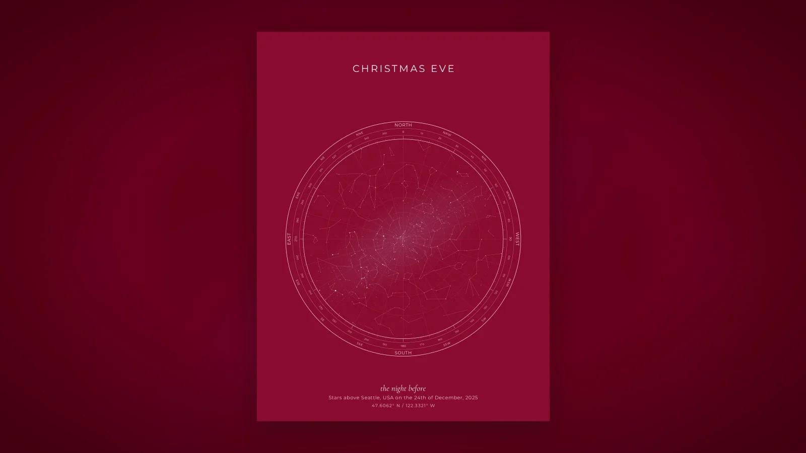 A star map of a Christmas Eve, ready as a last-minute digital gift