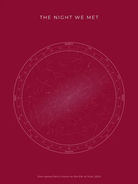 Crimson star map design