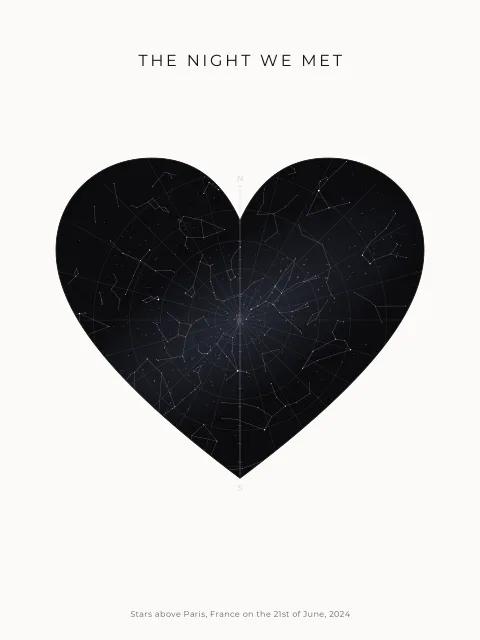 Heart White star map design