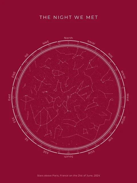 Crimson star map design