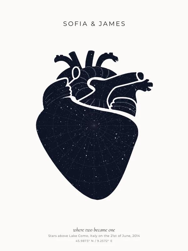 Anatomical Star Map: a wedding at Lake Como, constellation lines off