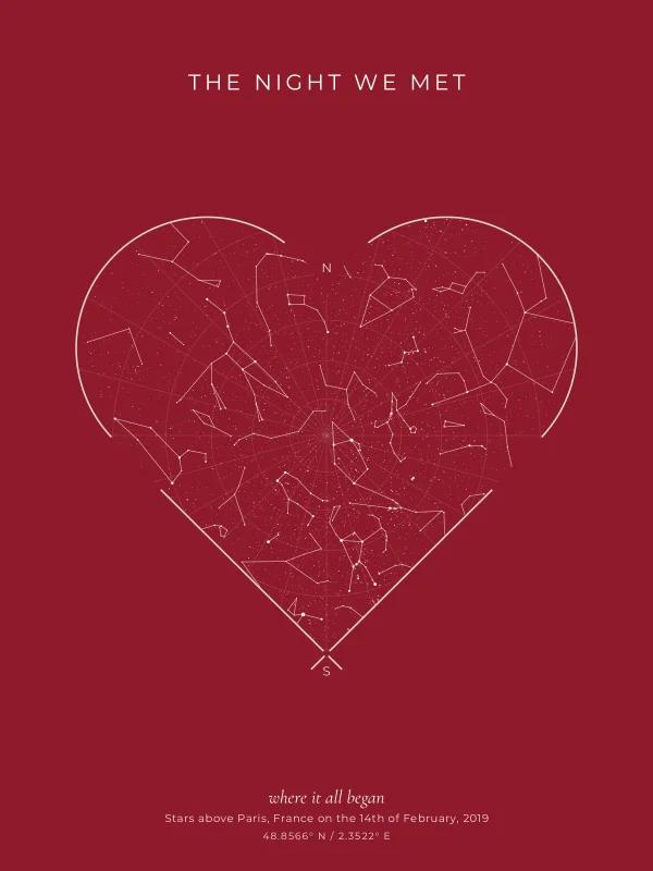 Valentine Star Map: the night we met, Paris