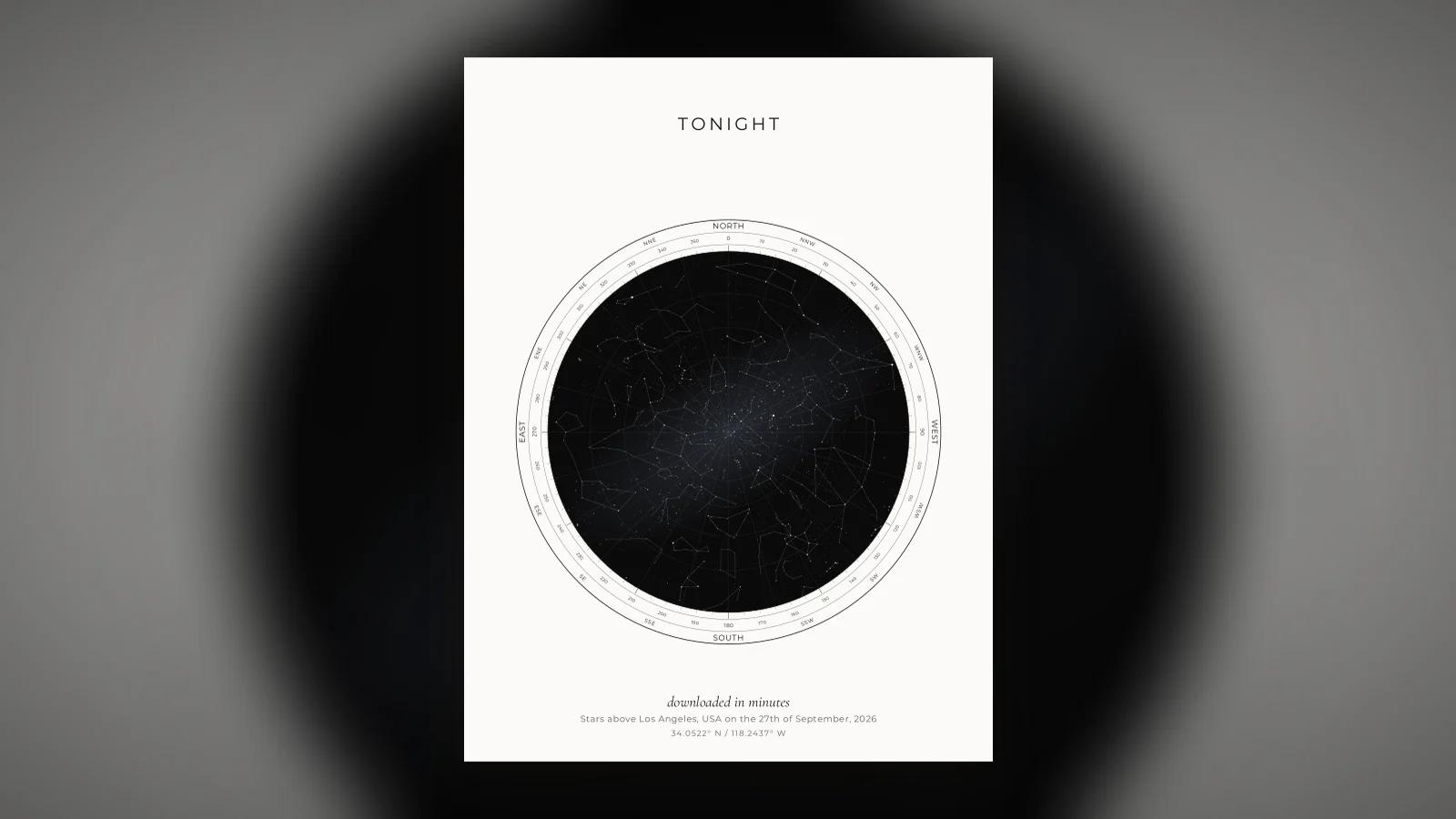 A digital star map file open on a laptop, ready to download and give the same evening