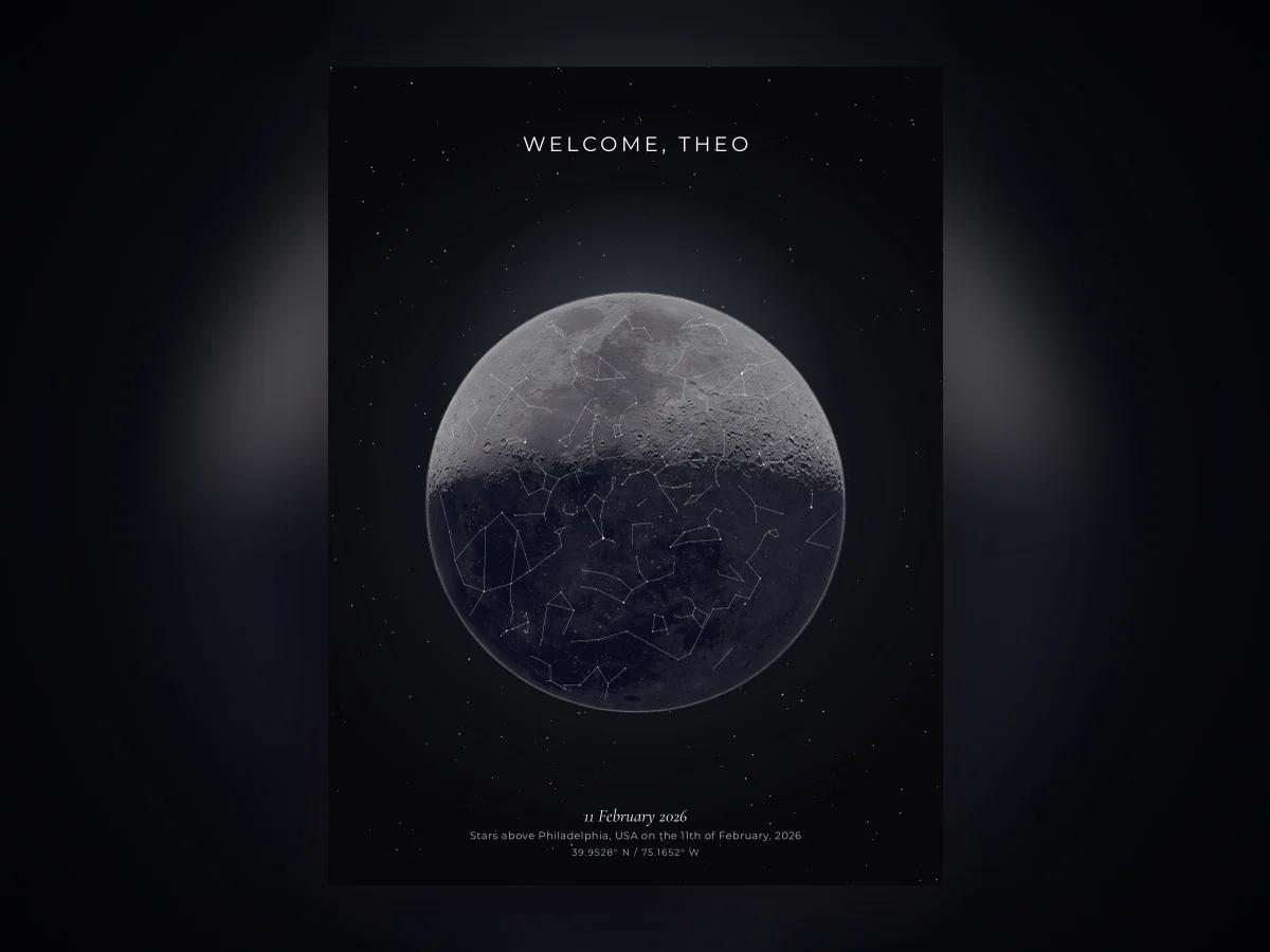 A star chart reconstructed from a birth certificate’s date, time and place