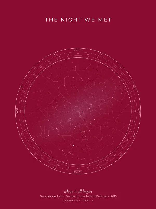Crimson star map design