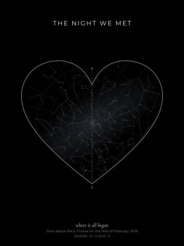 Heart star map design